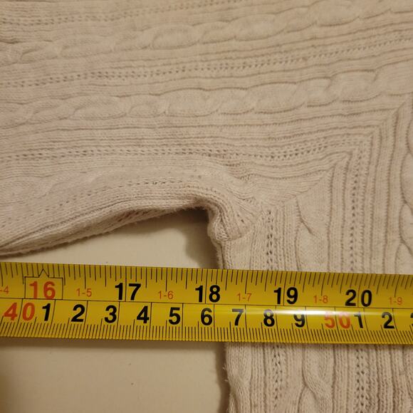 Sonoma 100% Cotton Cable Knit Sweater Women's L Beige V-Neck Pullover Top - Picture 10 of 11